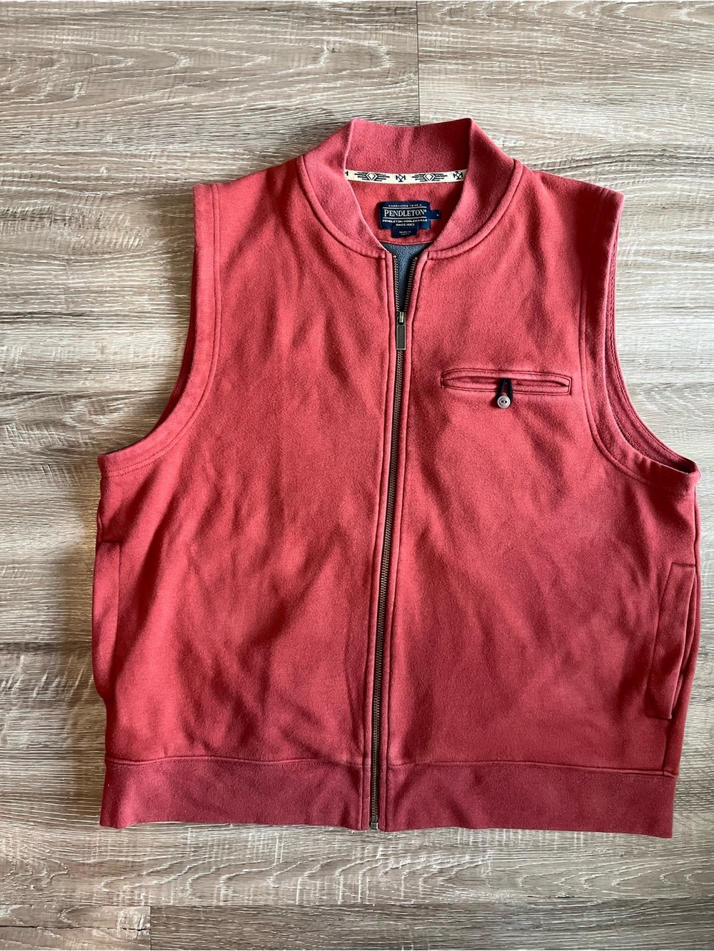 Pendleton Woolen Mills Sleeveless Cotton Blend Coral Vest Large